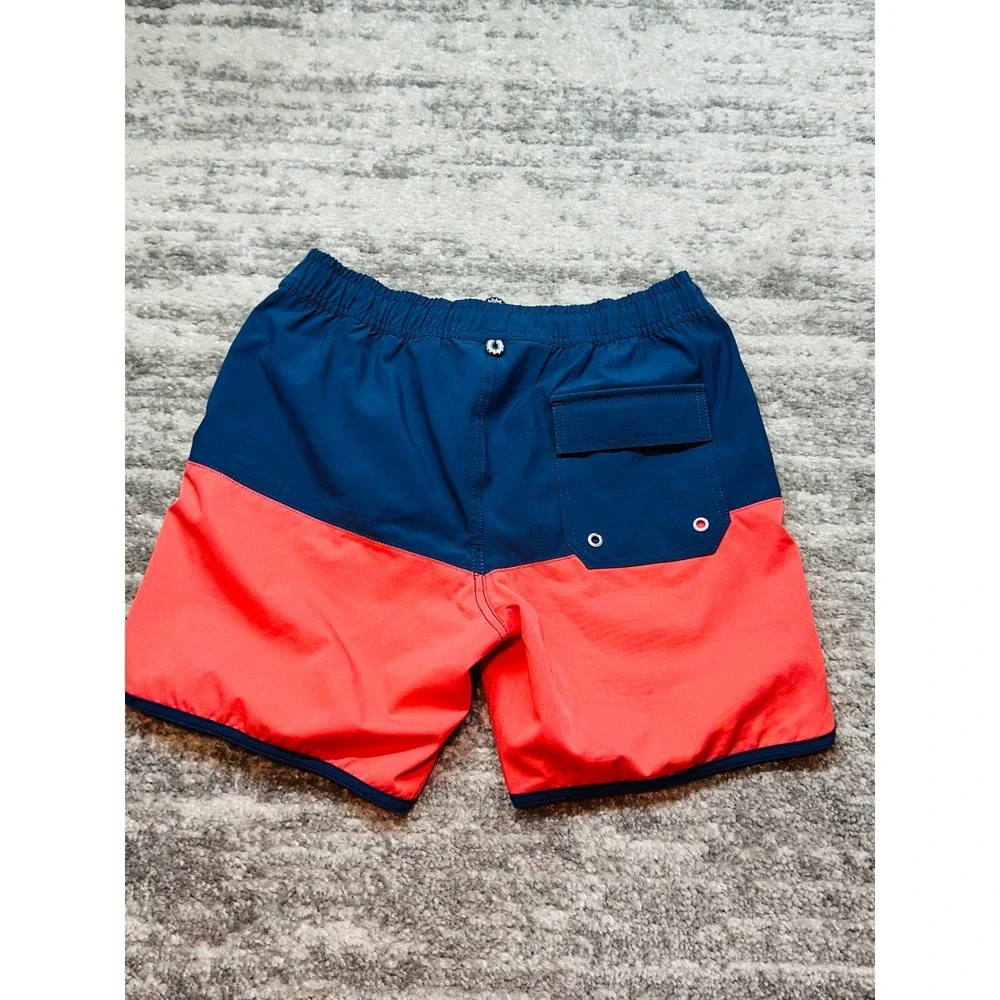 Johnnie-O Swim Trunks Boys Size 10 Blue Coral Colorblock Board Shorts